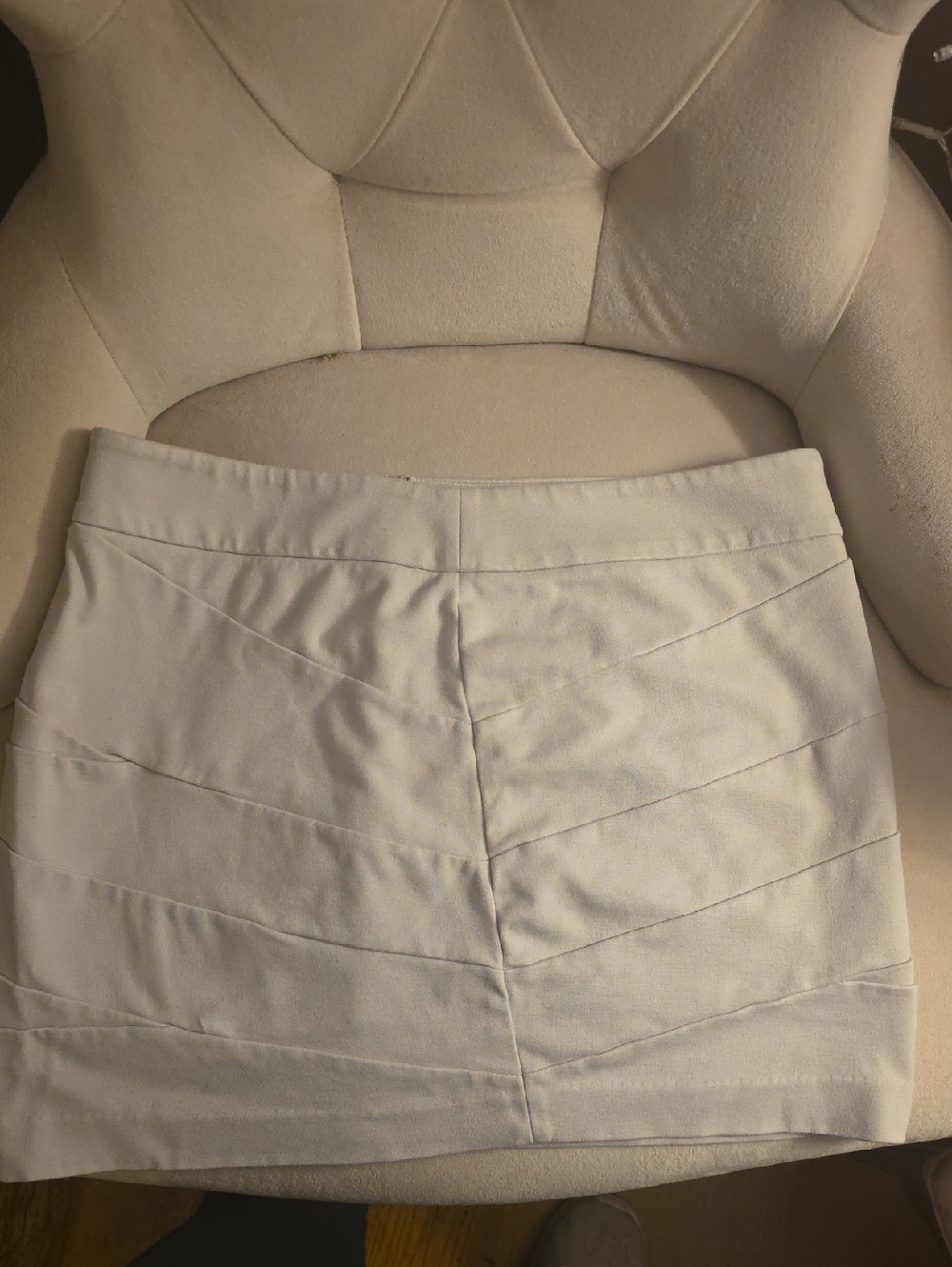 Express Cream Mini Skirt with Bandage Panels